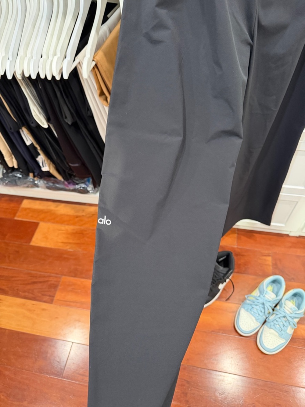 ALO Yoga Black Track Joggers with Branded Elastic Waistband - Picture 5 of 7